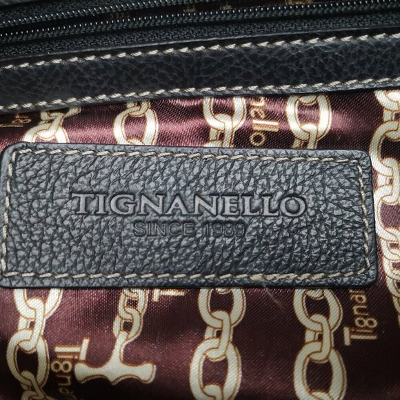 Tignanello Ladies Black Genuine Leather Fully Lined Zipper Closure Handbag - Picture 3 of 12